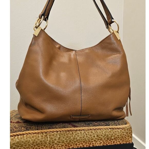 Vince Camuto Rayna Dark Rum Leather Tote Shoulder Bag - Picture 1 of 14